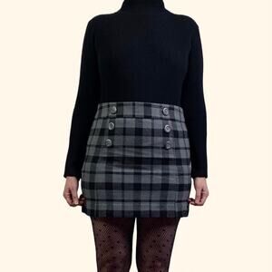 Gap Black And Grey Plaid Mini Skirt Sz 12
